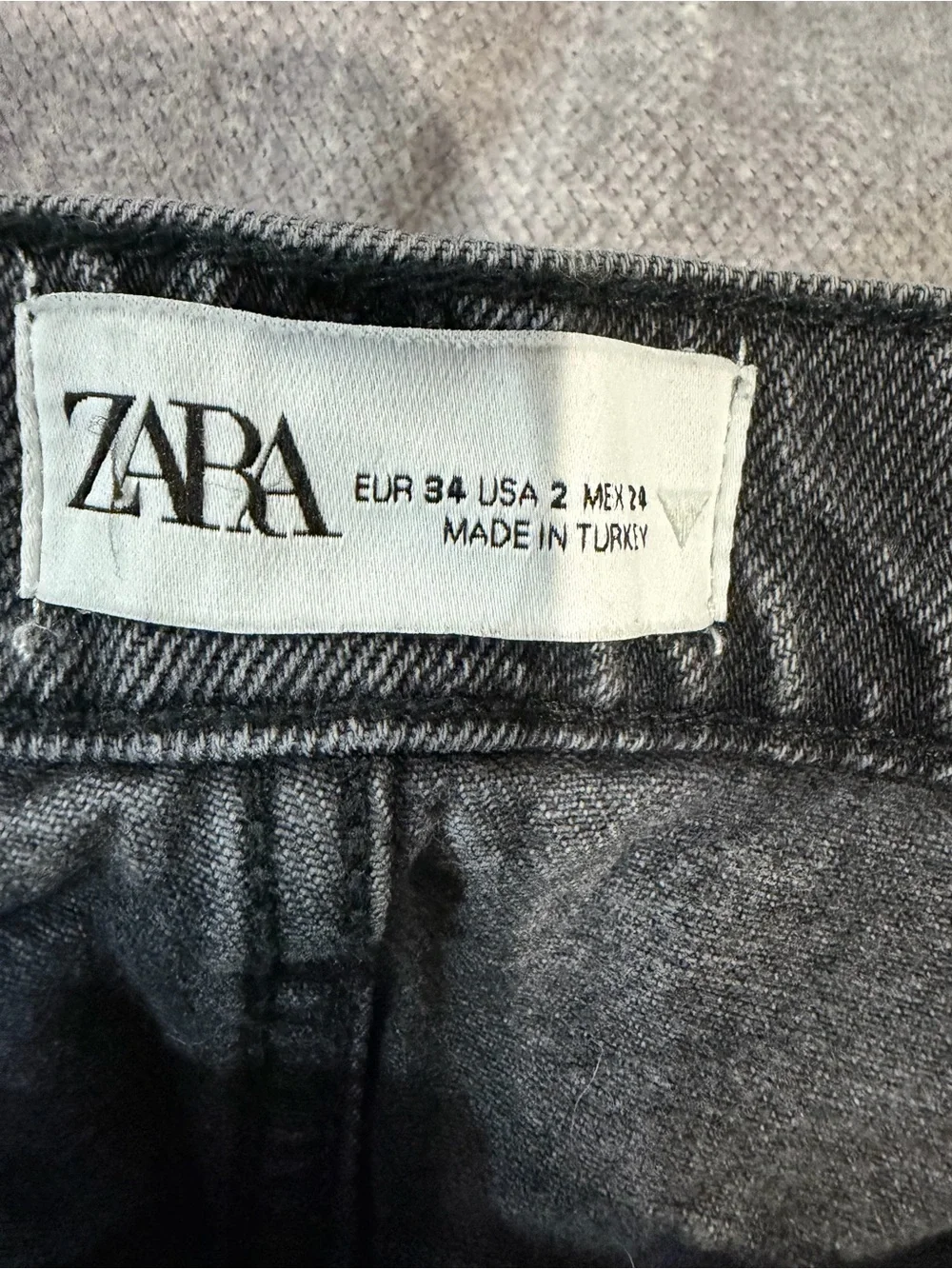 Zara Charcoal Black Frayed Denim Shorts